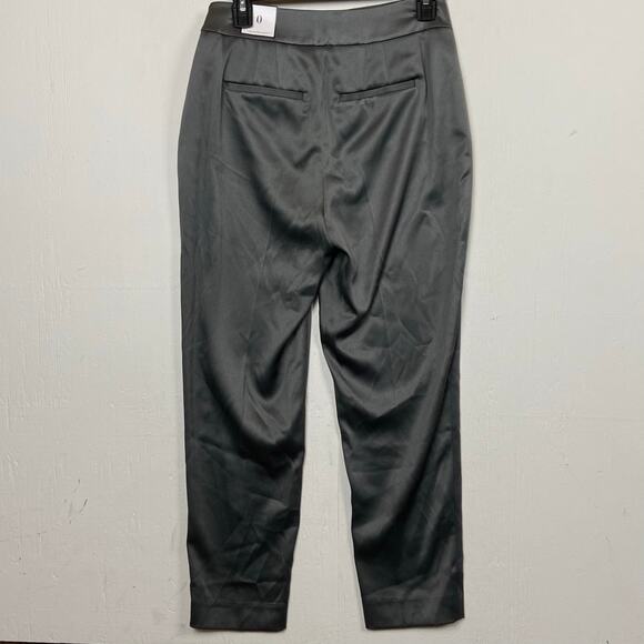 NWT White House Black Market WHBM Silver Satin Wrap Tapered Ankle Pant Size 0 - Picture 5 of 14